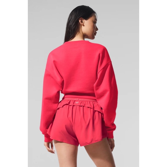 Alo Yoga Cropped Accolade Crewneck Candy Red S - Picture 3 of 10